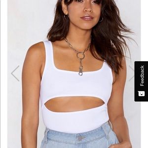 White cut out body suit